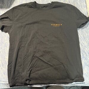 YoungLA Black Tee with orange Logo - worn twice